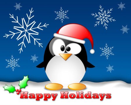 Happy Holidays Crystal Penguin